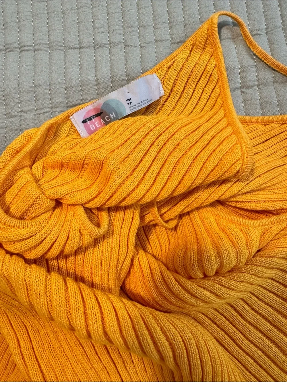 FP Beach Nola Sweater Romper | Orange Ribbed Knit Cover-Up | XS